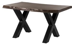 Jedálenský stôl akácia 140x90x77 sivý lakovaný / X-nohy antracit lesklý METALL 5