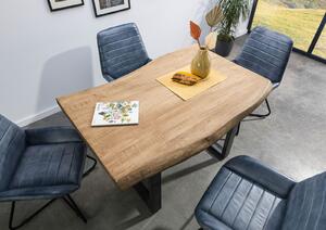 Jedálenský stôl mango 160x90x77 béžový lakovaný / U-nohy antracit lesklý METALL 5