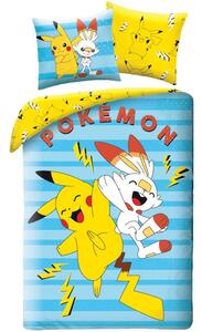 Obojstranné posteľné obliečky Pokémoni Pikachu a Scorbunny - 100% bavlna - 70 x 90 cm + 140 x 200 cm