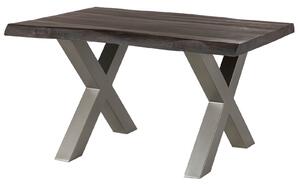 Stôl mango 140x90x77 sivý lakovaný / X-nohy strieborné matné METALL 5
