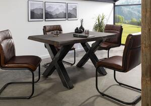 Stôl mango 160x90x77 sivý lakovaný / X-nohy antracit lesklý METALL 5