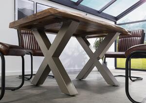 Stôl Palisander 140x90x77 prírodný morený / X-nohy strieborný matný METALL 5