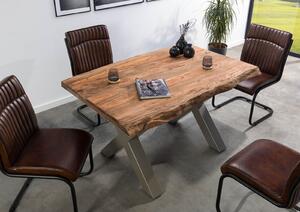 Jedálenský stôl Palisander 140x90x77 sivý morený / X-nohy strieborné matné METALL 5