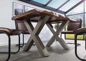 Jedálenský stôl Palisander 140x90x77 sivý morený / X-nohy strieborné matné METALL 5