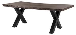 Jedálenský stôl akácia 180x90x77 sivý lakovaný / X-nohy antracit lesklý METALL 5
