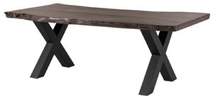 Stôl akácia 180x90x77 sivý lakovaný / X-nohy antracit matný METALL 5