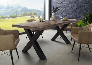 Stôl akácia 180x90x77 sivý lakovaný / X-nohy antracit matný METALL 5