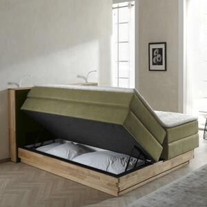 Moneta boxspring posteľ s dubovým rámom a úložným priestorom OLIVA