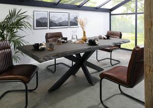 Stôl mango 180x90x77 sivý lakovaný / krížový rám antracit matný METALL 5