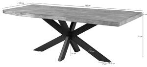 Jedálenský stôl Palisander 180x90x77 prírodný pieskovaný / krížový rám antracit matný METALL 5