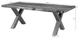 Stôl Palisander 180x90x77 sivý morený / X-nohy strieborný mat METALL 5