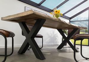 Stôl mango 180x90x77 béžový lakovaný / X-nohy antracit matný METALL 5