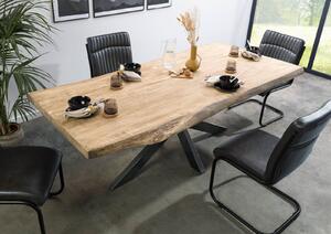 Jedálenský stôl mango 180x90x77 béžový lakovaný / krížový rám antracit lesklý METALL 5