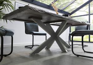 Stôl mango 180x90x77 sivý lakovaný / krížový rám strieborný matný METALL 5
