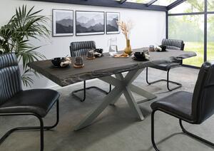 Stôl mango 180x90x77 sivý lakovaný / krížový rám strieborný matný METALL 5