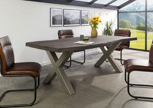 Stôl mango 200x100x77 sivý lakovaný / X-nohy strieborný matný METALL 5