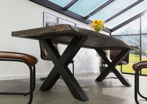 Stôl mango 180x90x77 sivý lakovaný / X-nohy antracit matný METALL 5