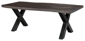 Jedálenský stôl mango 180x90x77 sivý lakovaný / X-nohy antracit lesklý METALL 5