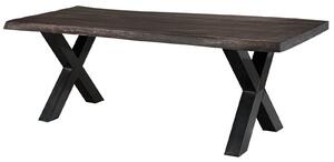 Jedálenský stôl mango 180x90x77 sivý lakovaný / X-nohy antracit lesklý METALL 5