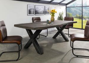 Stôl mango 200x100x77 sivý lakovaný / X-nohy antracit lesklý METALL 5