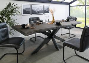 Stôl mango 200x100x77 sivý lakovaný / krížový rám antracitový lesklý METALL 5