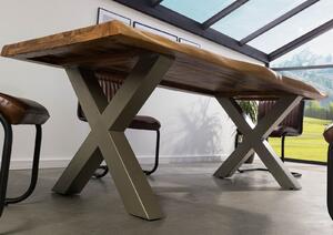 Stôl Palisander 200x100x77 prírodný morený / X-nohy strieborný matný METALL 5
