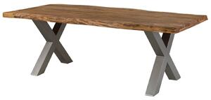 Stôl Palisander 180x90x77 prírodný morený / X-nohy strieborný mat METALL 5
