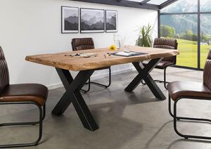 Jedálenský stôl Palisander 180x90x77 prírodný morený / X-nohy antracit matný METALL 5