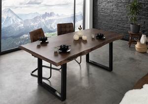 Stôl akácia 200x100x77 sivý lakovaný / U-nohy antracit lesklý METALL 5