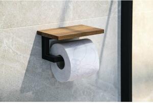 SAPHO Ska421 Ska držiak toaletného papiera s poličkou 15 x 8 x 10 cm, čierna mat/dub
