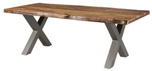 Stôl Palisander 200x100x77 prírodný pieskovaný / X-nohy strieborný mat METALL 5