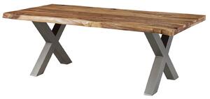 Stôl Palisander 180x90x77 prírodný pieskovaný / X-nohy strieborný mat METALL 5