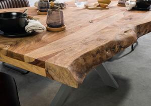 Stôl Palisander 180x90x77 prírodný pieskovaný / krížový rám strieborný matný METALL 5