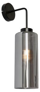 Art Deco nástenná lampa čierna s dymovým sklom - Laura