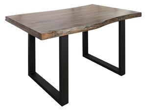 Stôl akácia 140x90x77 sivý lakovaný / U-nohy antracit matný METALL 5