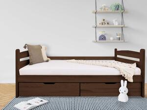 Wilsondo Detská drevená posteľ so zábranou 90x200 Maurícius - orech