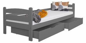 DL Detská drevená posteľ so zábranou 90x200 Maurícius - antracit