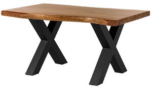 Jedálenský stôl Akácia 140x90x77 Akácia prírodný lak / X-nohy antracit mat METALL 5