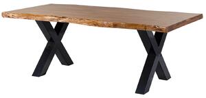 Jedálenský stôl Akácia 220x100x77 Akácia prírodný lak / X-nohy antracit lesklý METALL 5