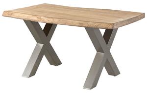 Stôl mango 140x90x77 béžový lakovaný / X-nohy strieborné matné METALL 5