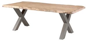 Stôl mango 180x90x77 béžový lakovaný / X-nohy strieborné matné METALL 5