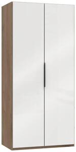 SKRIŇA S OTOČNÝMI DVERAMI, farba duba, biela s vysokým leskom, 100/216/58 cm MID.YOU - Skrine, Online Only