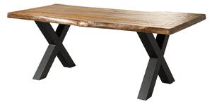 Jedálenský stôl mango 180x90x77 prírodný lakovaný / X-nohy antracit matný METALL 5