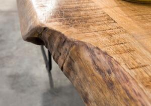 Stôl z manga 180x90x77 prírodný lakovaný METALL 5 / X-nohy strieborný matný