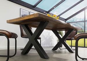 Jedálenský stôl mango 180x90x77 prírodný lakovaný / X-nohy antracit matný METALL 5