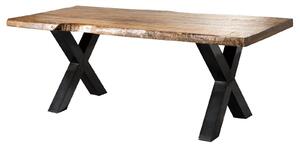 Jedálenský stôl mango 180x90x77 prírodný lakovaný / X-nohy antracit lesklý METALL 5