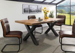 Jedálenský stôl mango 180x90x77 prírodný lakovaný / X-nohy antracit lesklý METALL 5