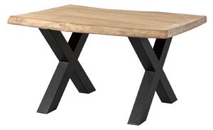 Stôl mango 140x90x77 béžový lakovaný / X-nohy antracit matný METALL 5