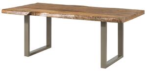 Stôl z manga 180x90x77 prírodný lakovaný / U-nohy strieborný matný METALL 5