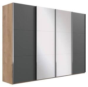 SKRIŇA SO ZRKADLOM, grafitová, farba duba, 350/216/65 cm MID.YOU - Skrine, Online Only
